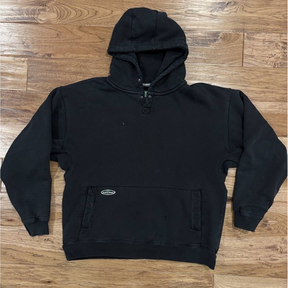 Arborwear Double Thick Hooded Full Zip Cotton Sweatshirt Grunge Black Men's XL